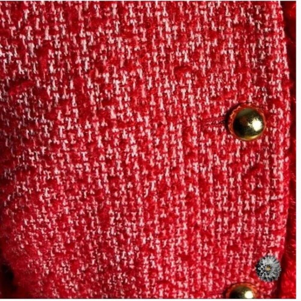 LKNW Red Tweed Fringe Blazer Jacket by Talbots Size  Beautiful 10 P - Picture 5 of 9